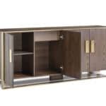 Antique Brass and Veneer Buffet with Drawers and Doors 8 Antique Brass and Veneer Buffet with Drawers and Doors