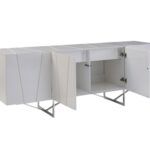 White Solid Wood Buffet Table with Drawers and Doors 11 White Solid Wood Buffet Table with Drawers and Doors
