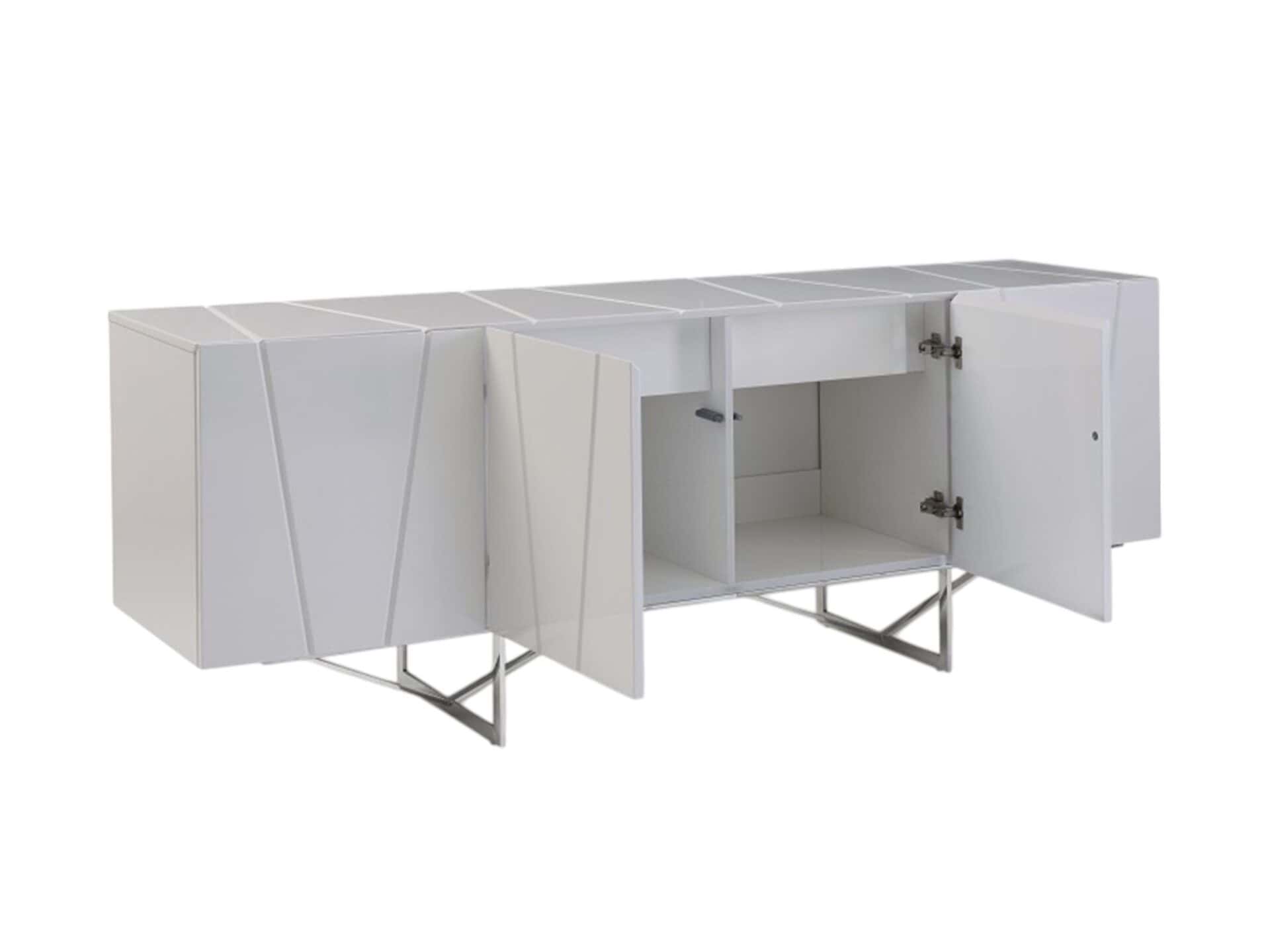 White Solid Wood Buffet Table with Drawers and Doors 4 White Solid Wood Buffet Table with Drawers and Doors - Image 4