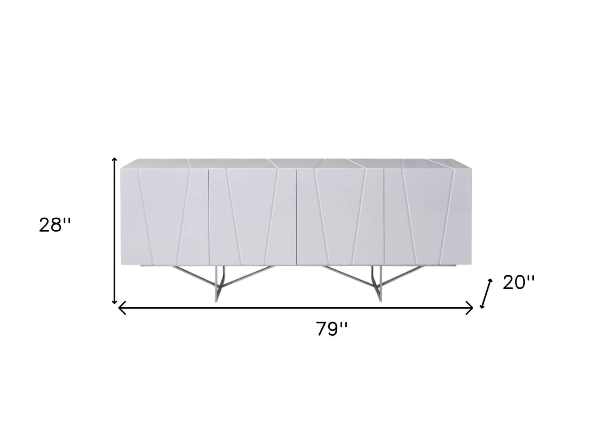 White Solid Wood Buffet Table with Drawers and Doors 7 White Solid Wood Buffet Table with Drawers and Doors - Image 7