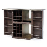 47 Inch Mid Century Brown Oak Veneer Wine Cabinet 7 47 Inch Mid Century Brown Oak Veneer Wine Cabinet