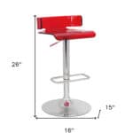 26-Inch Red and Silver Adjustable Height Acrylic Bar Stool 10 26-Inch Red and Silver Adjustable Height Acrylic Bar Stool