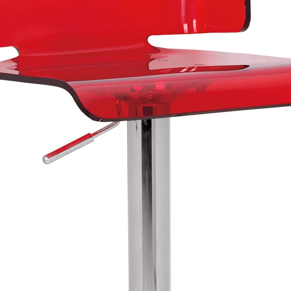 26-Inch Red and Silver Adjustable Height Acrylic Bar Stool 3 26-Inch Red and Silver Adjustable Height Acrylic Bar Stool - Image 3