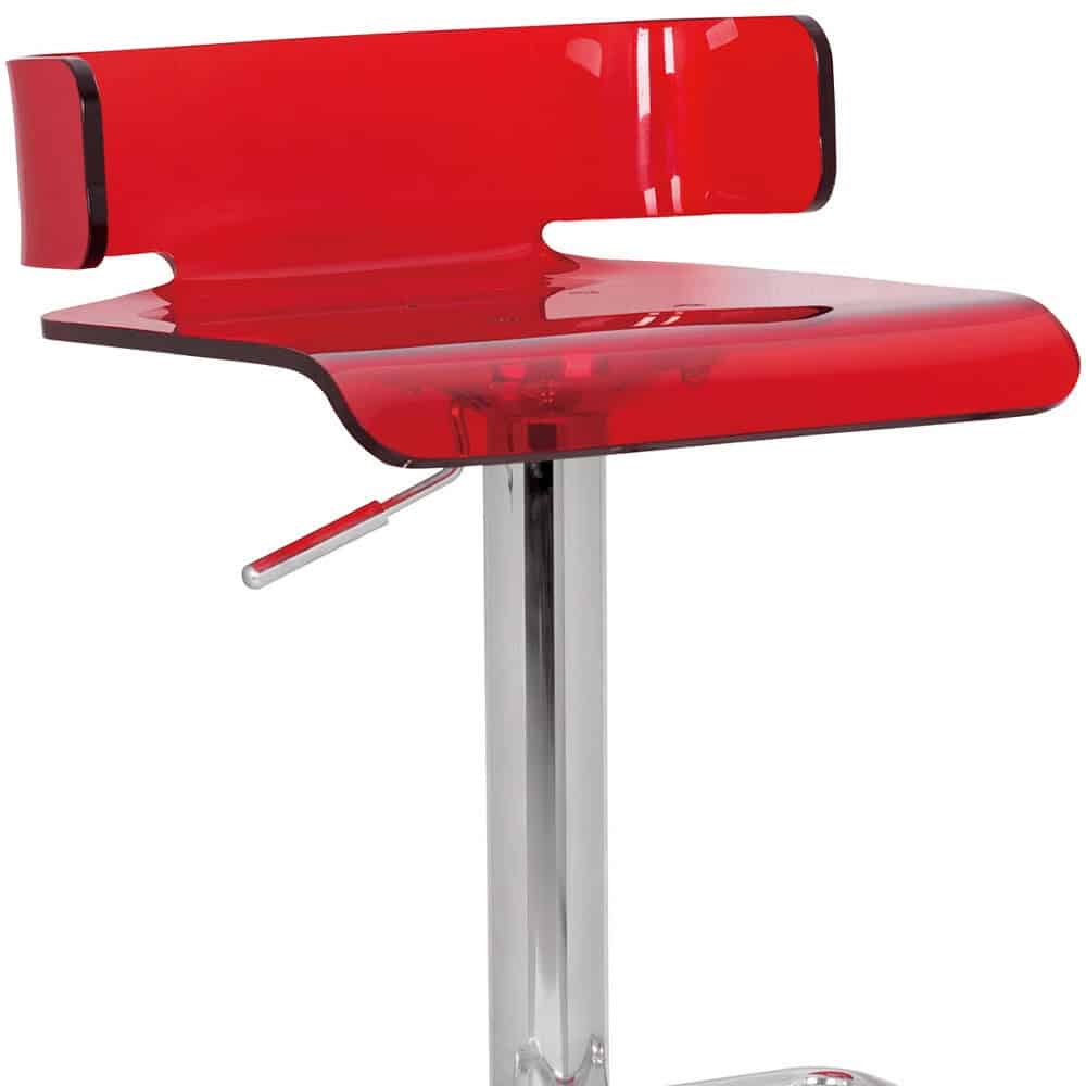 26-Inch Red and Silver Adjustable Height Acrylic Bar Stool 4 26-Inch Red and Silver Adjustable Height Acrylic Bar Stool - Image 4