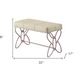 32" White and Purple Faux Leather Upholstered Accent Bench 8 32" White and Purple Faux Leather Upholstered Accent Bench