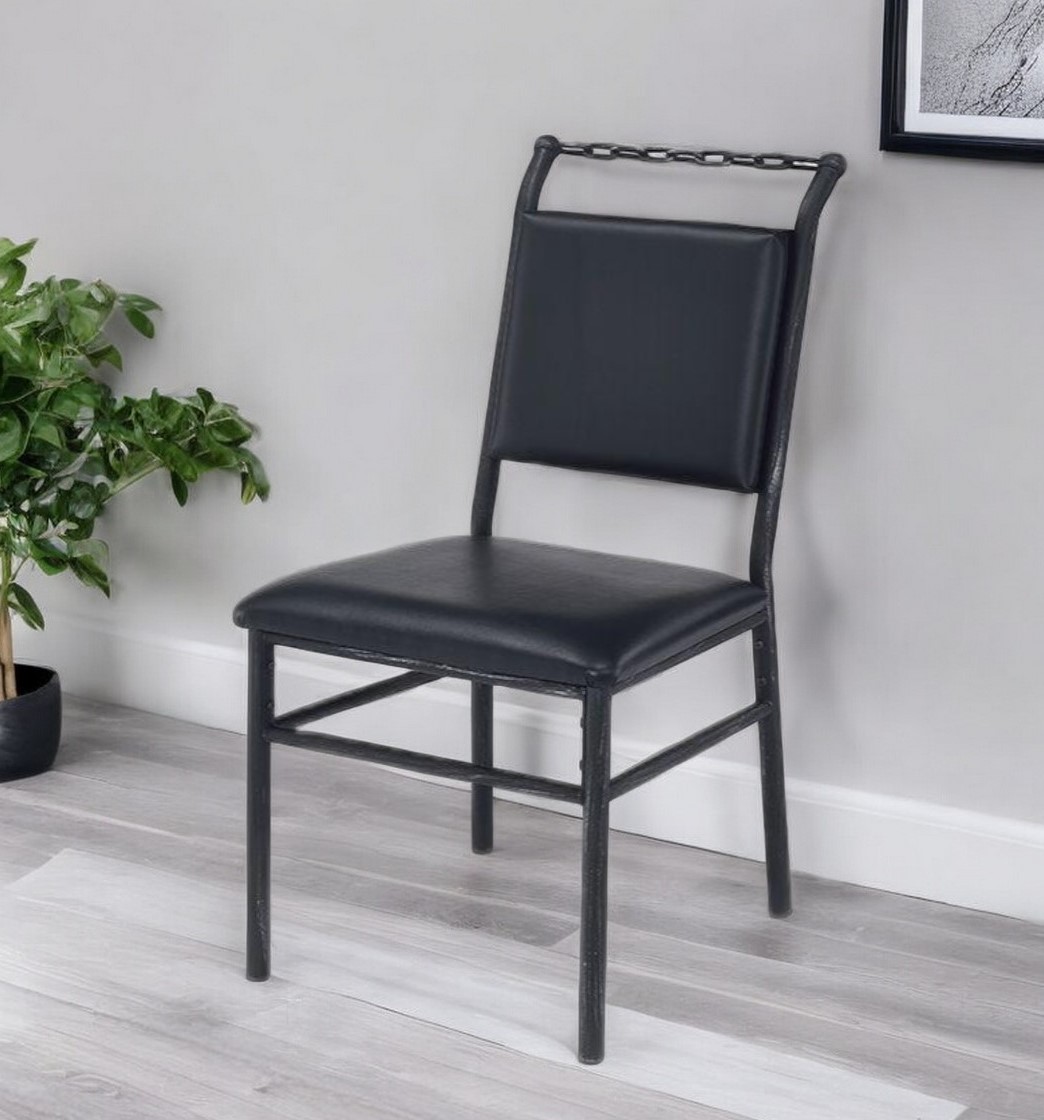 41-Inch Black Faux Leather Office Chair With Steel Frame 1 41-Inch Black Faux Leather Office Chair With Steel Frame