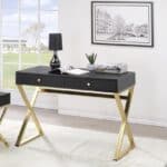 Black and Brass Writing Desk With Two Drawers (42-Inch)