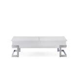 47 Inch White and Silver Metal Lift Top Coffee Table