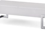 47 Inch White and Silver Metal Lift Top Coffee Table