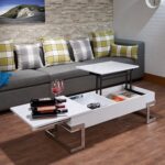 47 Inch White and Silver Metal Lift Top Coffee Table