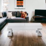 47 Inch White and Silver Metal Lift Top Coffee Table