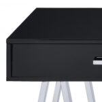 54 Inch Black and Silver Writing Desk With Two Drawers