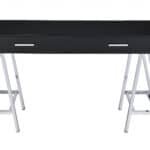 54 Inch Black and Silver Writing Desk With Two Drawers