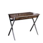 36 Inch Brown and Silver Writing Desk With Two Drawers 5 36 Inch Brown and Silver Writing Desk With Two Drawers