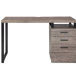 Taupe and Gray Writing Desk With Three Drawers, 47 Inches
