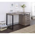 Taupe and Gray Writing Desk With Three Drawers, 47 Inches