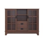 Brown Sideboard with Glass Doors and Two Drawers 10 Brown Sideboard with Glass Doors and Two Drawers