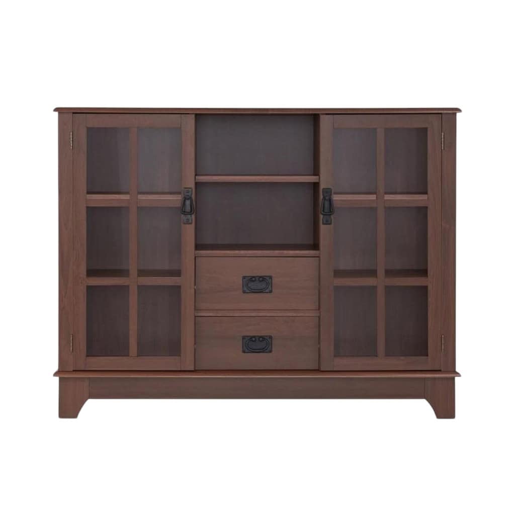 Brown Sideboard with Glass Doors and Two Drawers 2 Brown Sideboard with Glass Doors and Two Drawers - Image 2