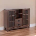 Brown Sideboard with Glass Doors and Two Drawers 9 Brown Sideboard with Glass Doors and Two Drawers