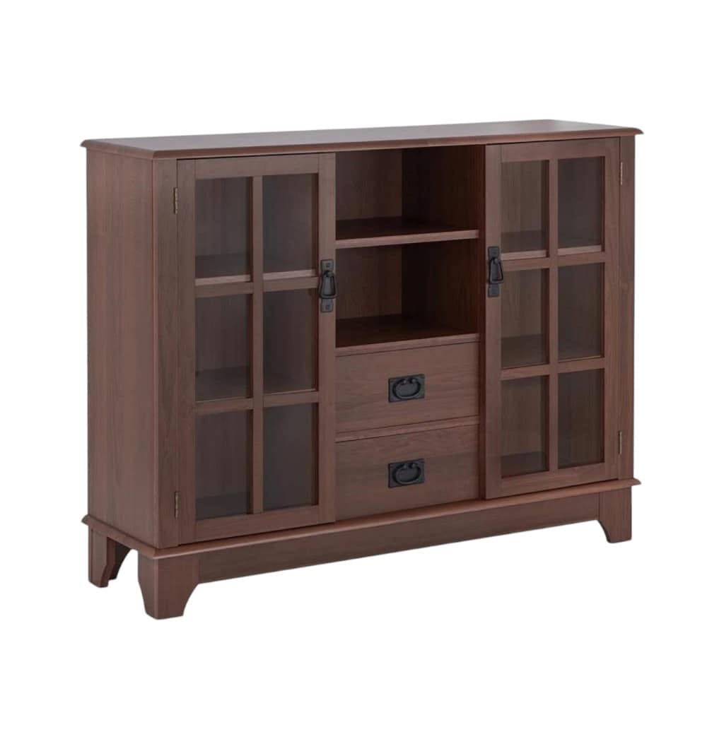 Brown Sideboard with Glass Doors and Two Drawers 3 Brown Sideboard with Glass Doors and Two Drawers - Image 3
