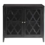 Black Sideboard with Glass Doors and Storage Shelves 8 Black Sideboard with Glass Doors and Storage Shelves