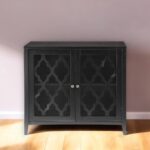 Black Sideboard with Glass Doors and Storage Shelves 7 Black Sideboard with Glass Doors and Storage Shelves