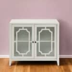White Sideboard with Glass Doors and Shelves (1 Piece)