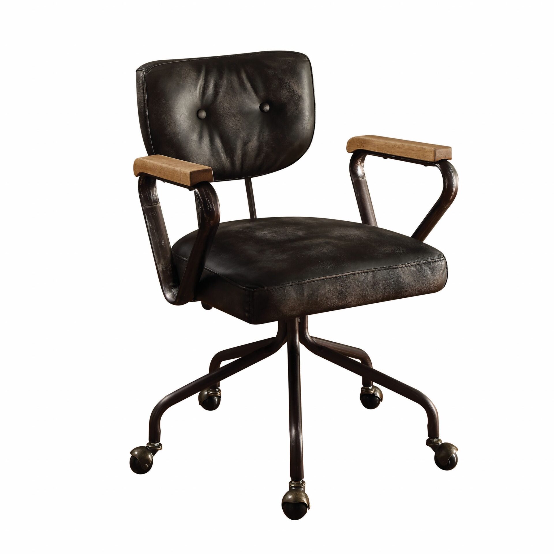 25-Inch Black and Dark Brown Swivel Leather Office Chair 1 25-Inch Black and Dark Brown Swivel Leather Office Chair