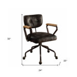 25-Inch Black and Dark Brown Swivel Leather Office Chair 10 25-Inch Black and Dark Brown Swivel Leather Office Chair