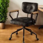 25-Inch Black and Dark Brown Swivel Leather Office Chair 7 25-Inch Black and Dark Brown Swivel Leather Office Chair