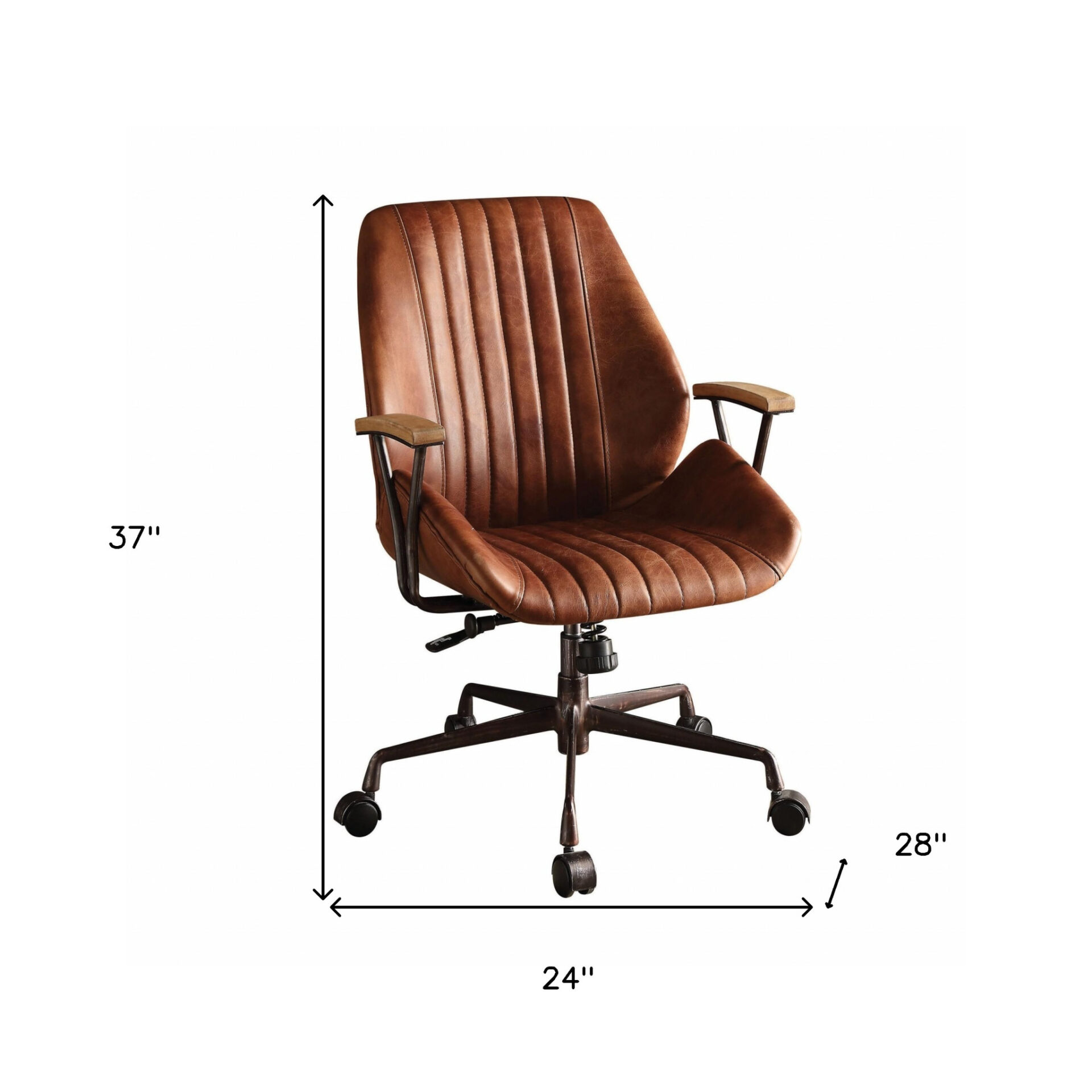 28 Inch Brown Swivel Leather Executive Office Chair With Wheels 5 28 Inch Brown Swivel Leather Executive Office Chair With Wheels - Image 5