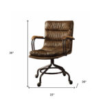 36 Inch Dark Brown Tufted Leather Swivel Executive Office Chair