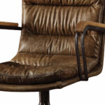 36 Inch Dark Brown Tufted Leather Swivel Executive Office Chair