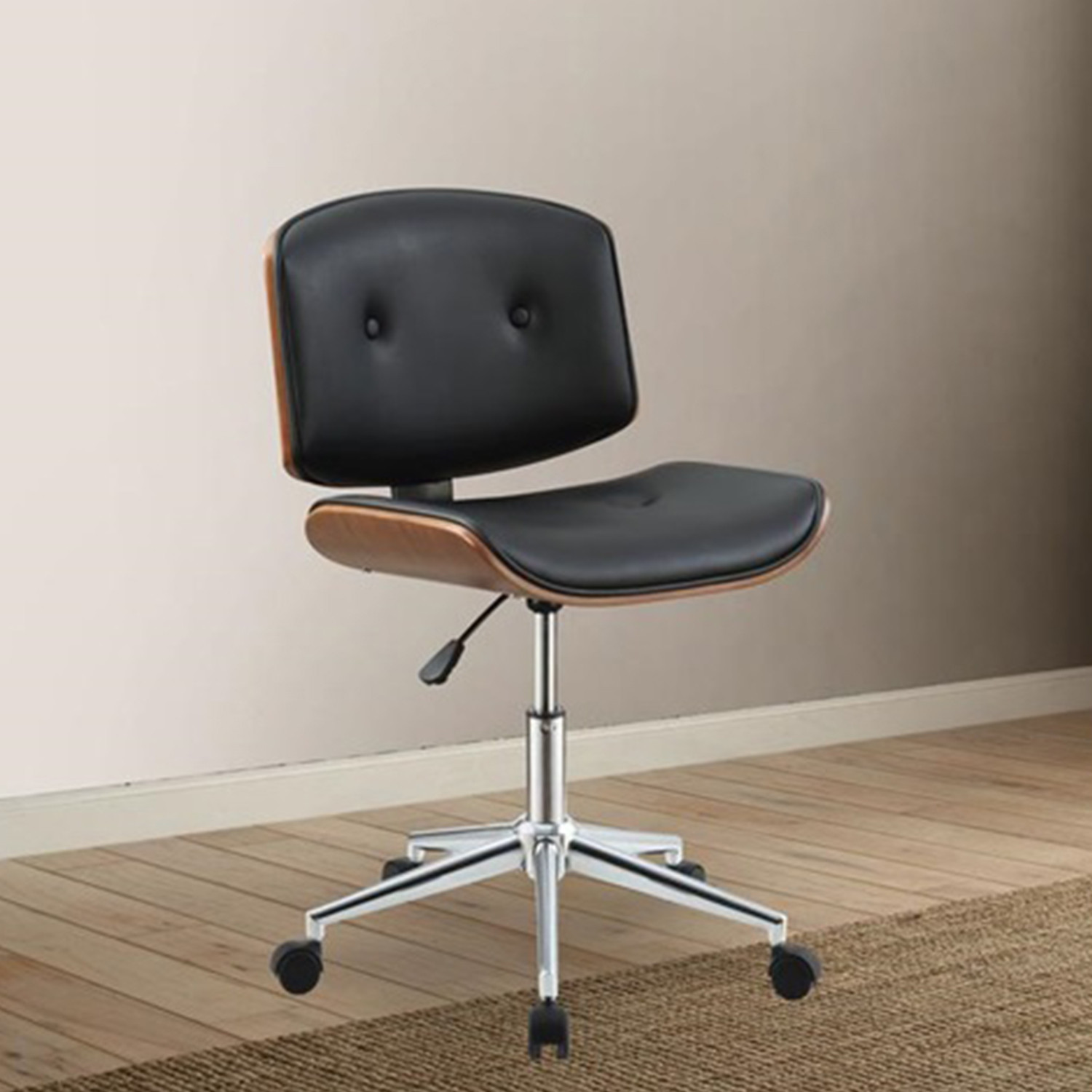 31-Inch Adjustable Tufted Faux Leather Office Chair with Steel Frame 3 31-Inch Adjustable Tufted Faux Leather Office Chair with Steel Frame - Image 3