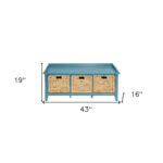 43" Teal Blue Solid Wood Storage Bench with Baskets 14 43" Teal Blue Solid Wood Storage Bench with Baskets