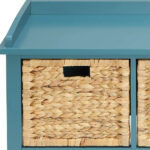 43" Teal Blue Solid Wood Storage Bench with Baskets 12 43" Teal Blue Solid Wood Storage Bench with Baskets