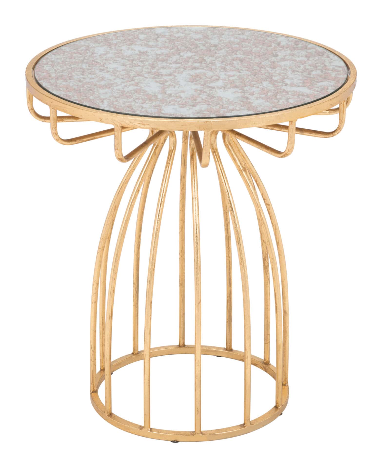 Gold Silo Side Table with White Round Top 4 Gold Silo Side Table with White Round Top - Image 4