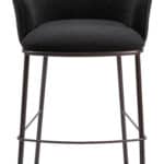 Black Steel Barstool with Shearling Fabric and Footrest
