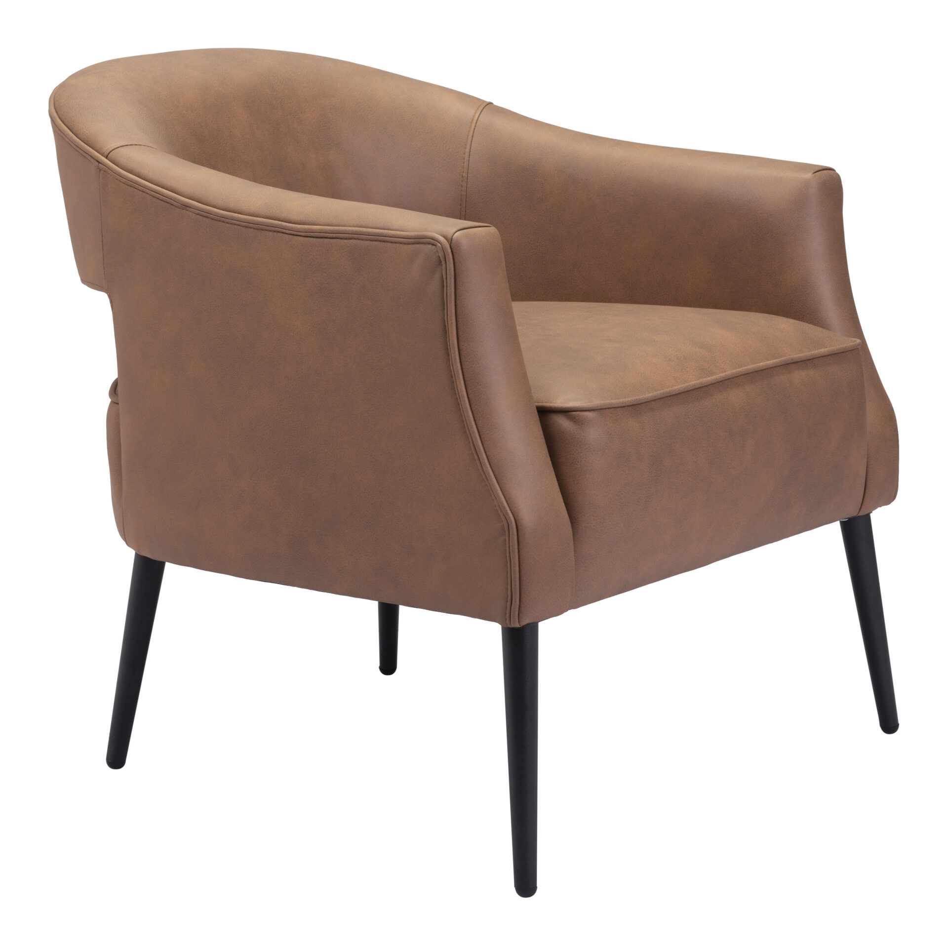 Vintage Brown Boho Faux Leather Accent Chair with Steel Legs 7 Vintage Brown Boho Faux Leather Accent Chair with Steel Legs - Image 7