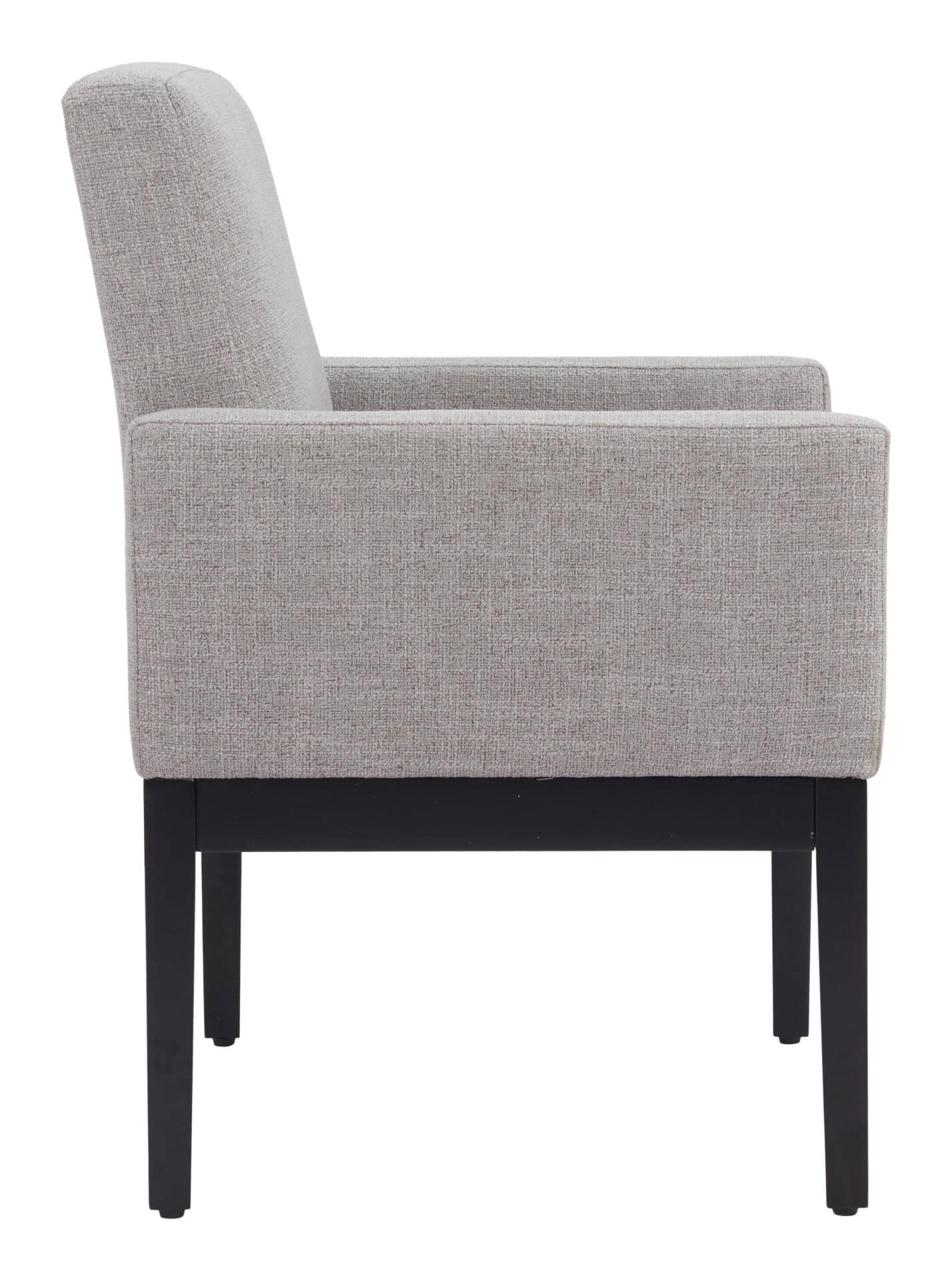 Gray Dining Chair with Arms, Wooden Frame, and Fabric Seat 2 Gray Dining Chair with Arms, Wooden Frame, and Fabric Seat - Image 2