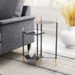 Hexagonal Black and Gold Side Table with Triple Storage Space 10 Hexagonal Black and Gold Side Table with Triple Storage Space