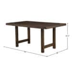 Distressed Walnut Transitional Dining Table Rubberwood and Poplar Wood