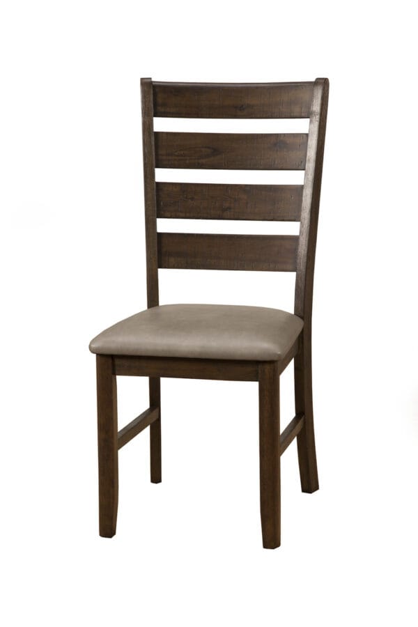 Distressed Walnut Rubberwood Dining Side Chairs with Faux Leather (Set of 2)