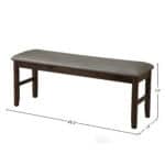 Walnut Transitional Dining Bench Rubberwood Acacia Solids Distressed Finish