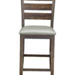 Distressed Walnut Pub Height Chairs with Faux Leather Seat (Set of 2)