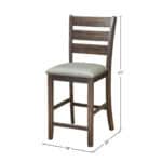 Distressed Walnut Pub Height Chairs with Faux Leather Seat (Set of 2)