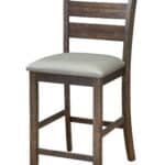 Distressed Walnut Pub Height Chairs with Faux Leather Seat (Set of 2)