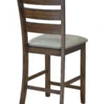 Distressed Walnut Pub Height Chairs with Faux Leather Seat (Set of 2)