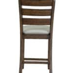 Distressed Walnut Pub Height Chairs with Faux Leather Seat (Set of 2)