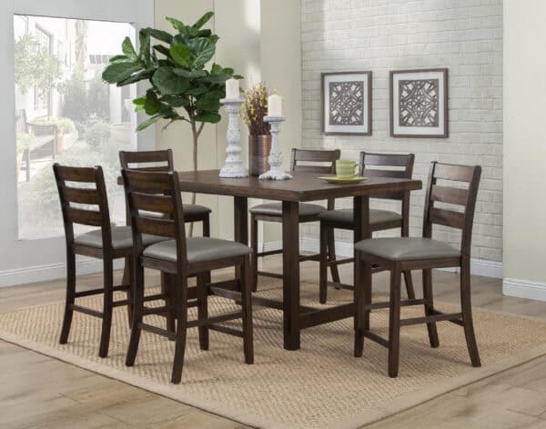 Walnut Distressed Rubberwood Acacia Pub Height Dining Table